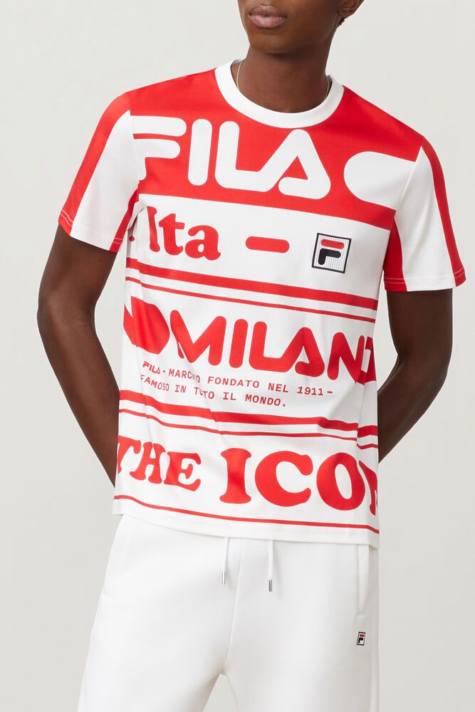 Fila T Skjorte Herre Rød Milano Printed Cotton 918062-EQX